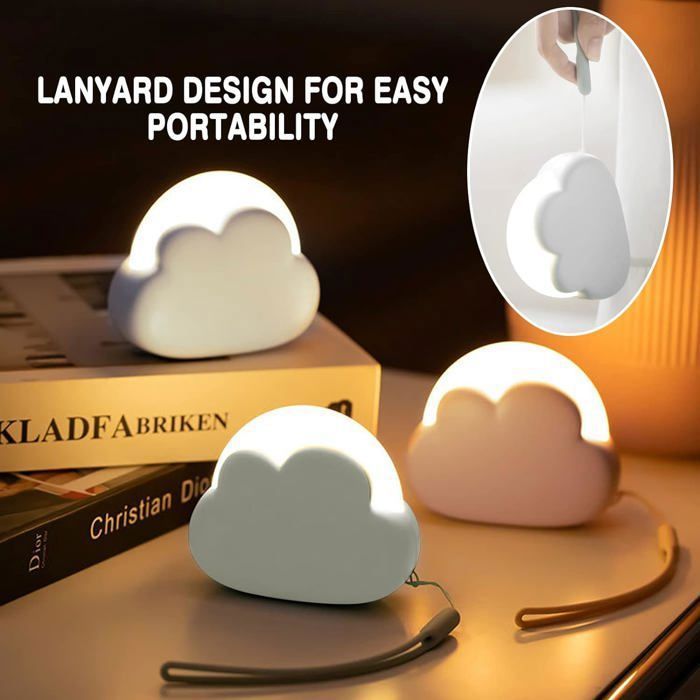 1 Pi¨¨ces Veilleuse Enfant LED Nuage, Veilleuse Bebe, Rechargeable 4 Intensit¨¦, Aide au Sommeil pour B¨¦b¨¦s et Enfants - Blanc