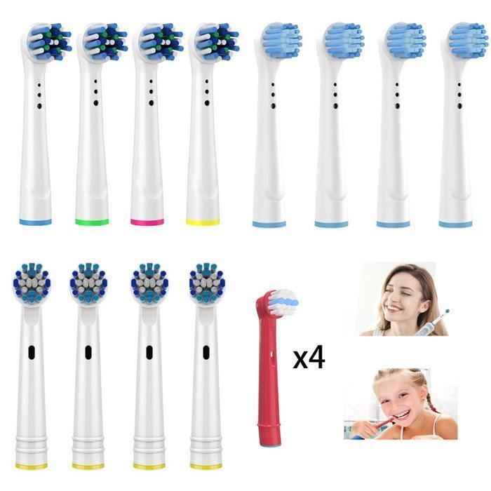 T¨ºte de brosse - Oral-B - 12 t¨ºtes + 4 v¨ºtements - Poils DuPont - Nettoyage doux - Installation facile