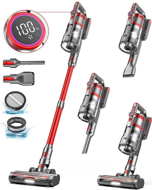 Aspirateur Balai sans Fil,60000Pa/600W/9*2500mAh/65 Mins , OLED ¨¦cran,1.75L/Filtration en 7 ¨¦tapes,Puissant Aspirateur omnipotent
