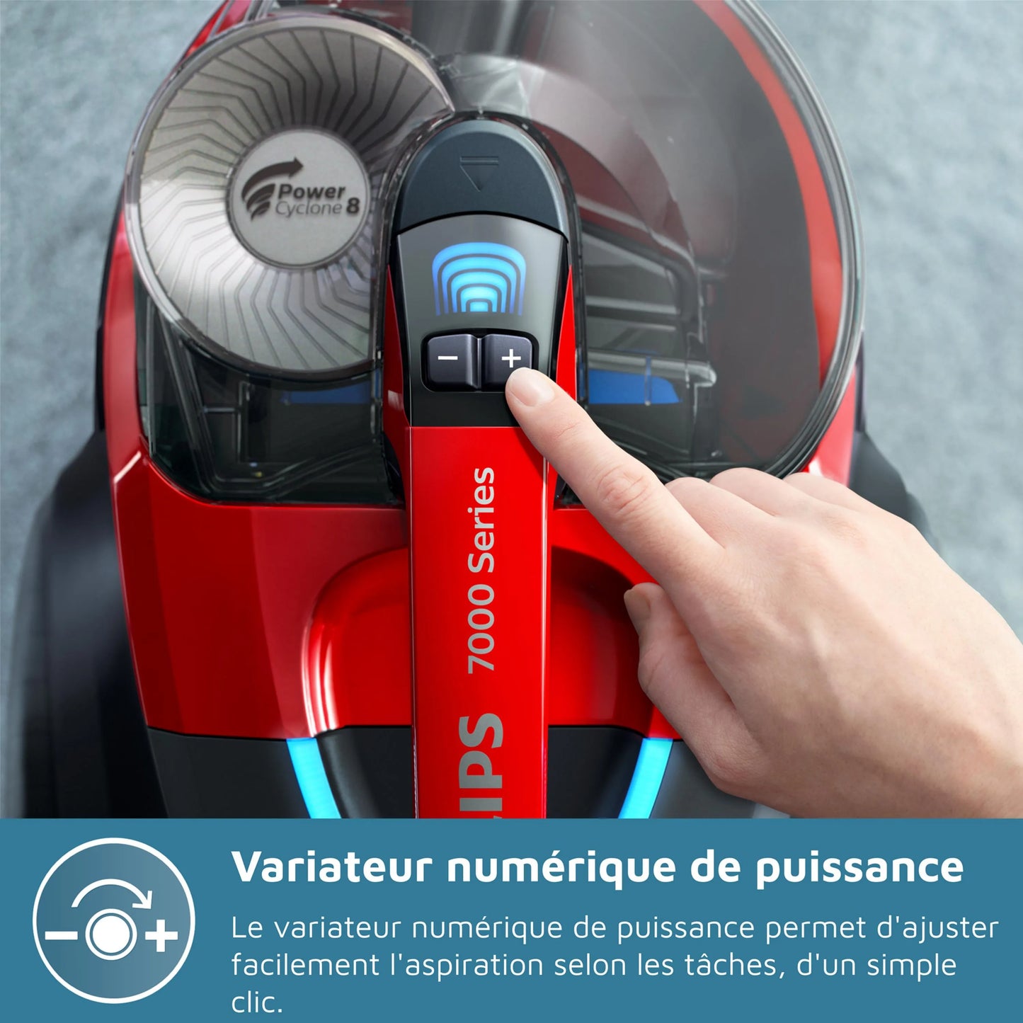 Aspirateur sans sac - PHILIPS - FC9729/09 - Série 7000 Power pro Expert - 900W - PowerCyclone 8 - Rouge