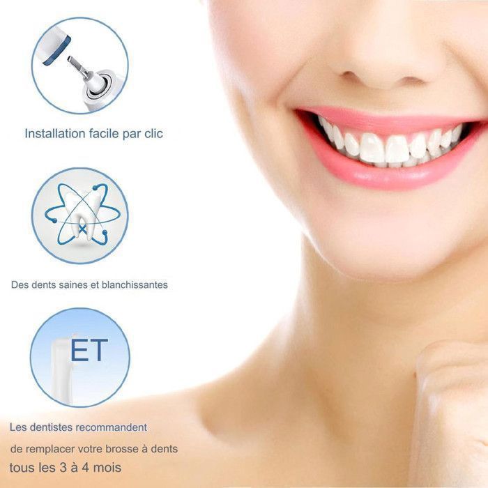 T¨ºte de brosse - Oral-B - 12 t¨ºtes + 4 v¨ºtements - Poils DuPont - Nettoyage doux - Installation facile