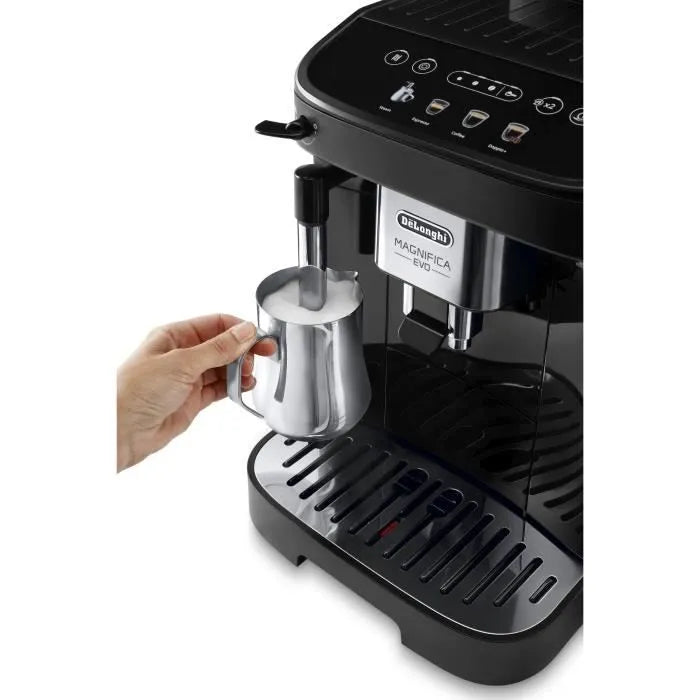 DELONGHI Machine à café avec broyeur - Magnifica Evo - 1,8L + 2 tasses + 2 verres + Pichet à lait + Filtre à eau + Détartrant