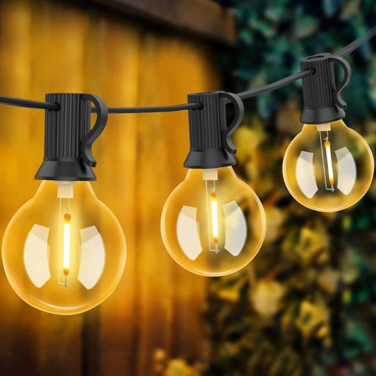 Guirlande Lumineuse Ext¨¦rieure - 2x15M - G40 92et8 E12 Ampoules - IP44 - Blanc Chaud 2700K -2760 Lm - 30 000 heures vie - 480W Max
