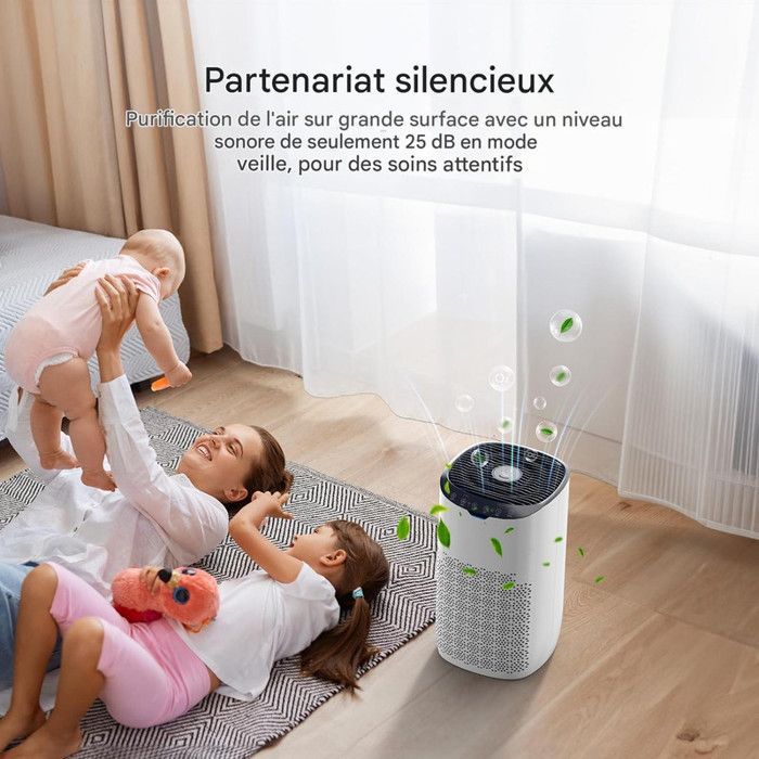 Purificateur d'Air Connect¨¦ - GOAMGE - 120m2 - CADR 300m3/h - Alexa - 25dB - Anti-Allerg¨¨nes