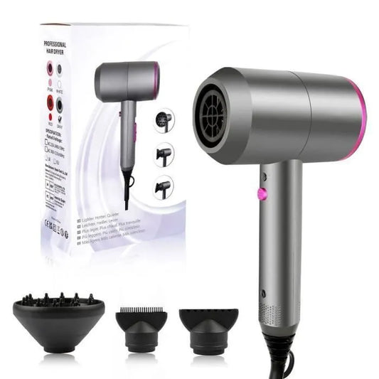 Sèche-cheveux Ionique 2000W HappyGoo Professionnel Hair Dryer 1 diffuseur 2 buses de coiffage 3 chauffages