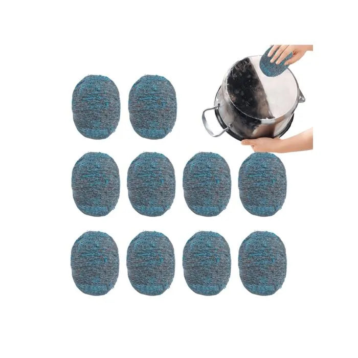 Tampons à récurer - Lot de 10 - Laine d'acier - Pré-savonnés - Parfum frais