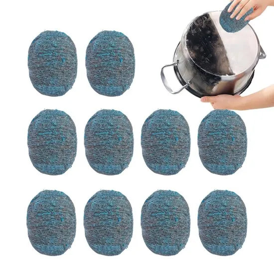 Tampons à récurer - Ulisem - Lot de 10 - Laine d'acier - Imprégnés de savon