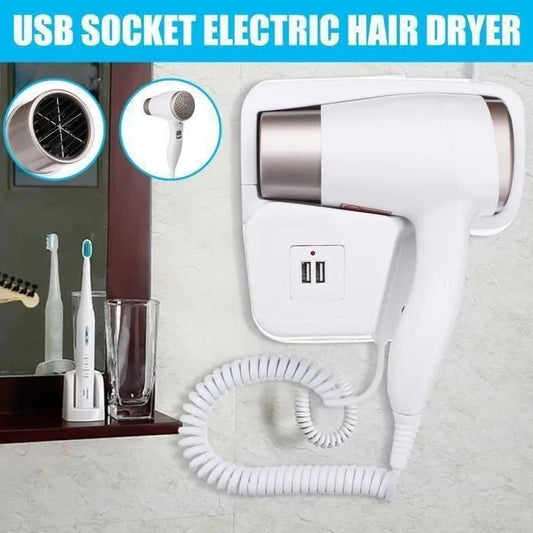 Sèche-cheveux Mural TEMPSA 1300W 220V - Pr Salle de bain Hôtel - Blanc