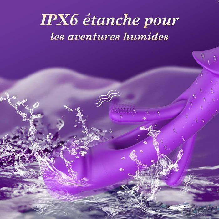 Vibromasseur Clitoris et Vagin, 7 Vibrations + 7 Caresses, ¨¦tanch¨¦it¨¦ IPX6, Bruit maximal 60 dB, Batterie 900 mAh, Sex Toys Femme